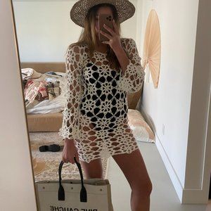 Cream Crochet Dress - M/L